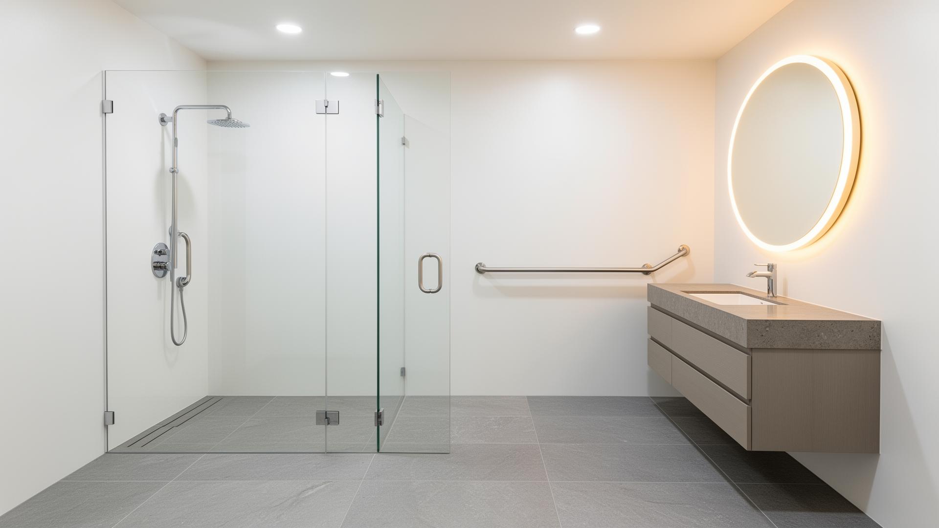 Accessible bathroom installation with level-access shower by LUXE Bathrooms