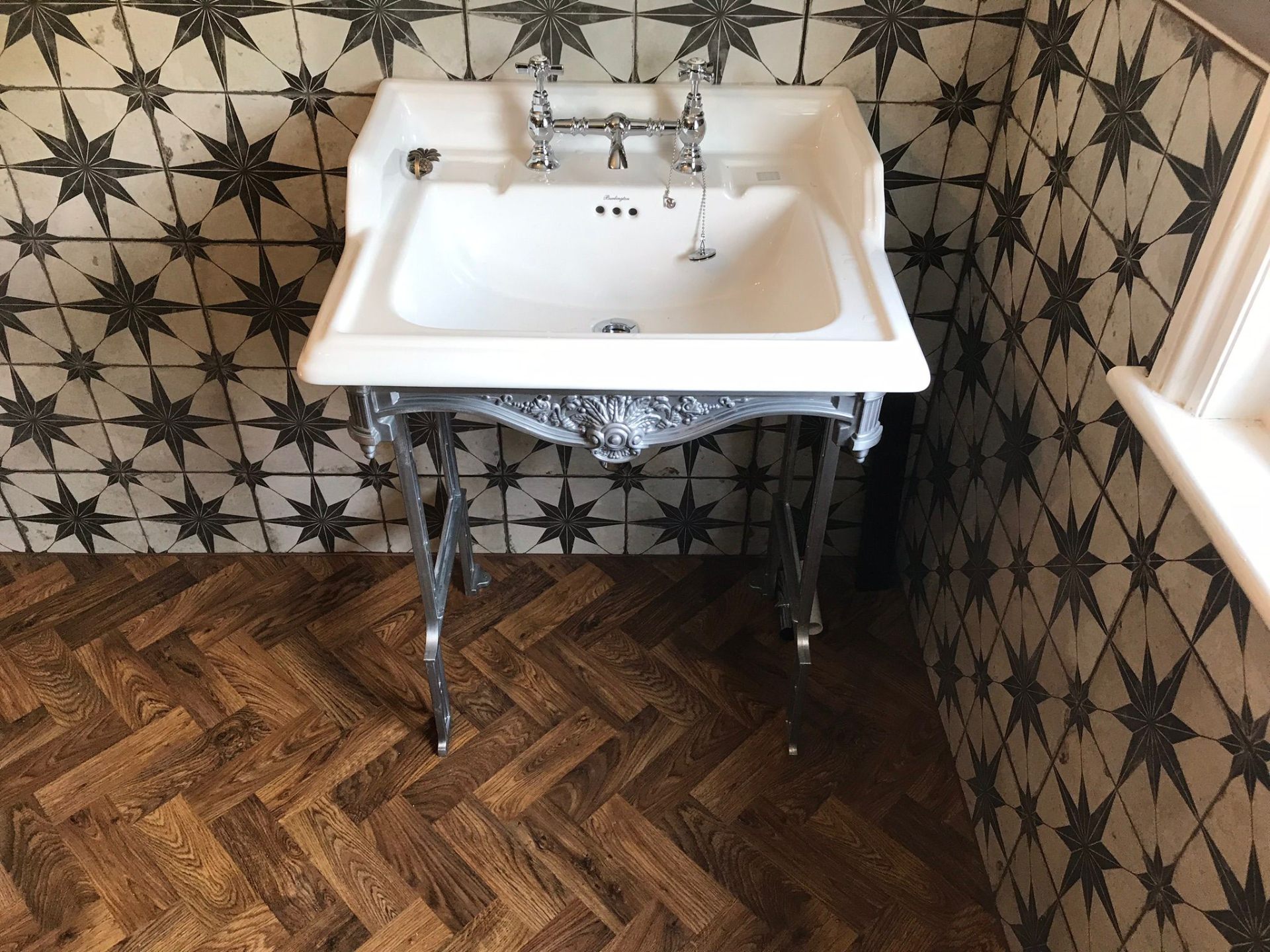 Period Basin with Star Tiles — expert bathroom fitting by LUXE Bathrooms East Sussex